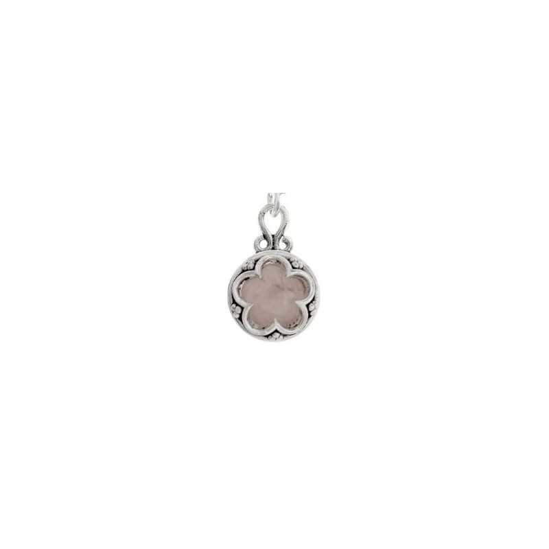 Amuleto Plata Gotland con Cuarzo Rosa 1,7 x 1,1 cm